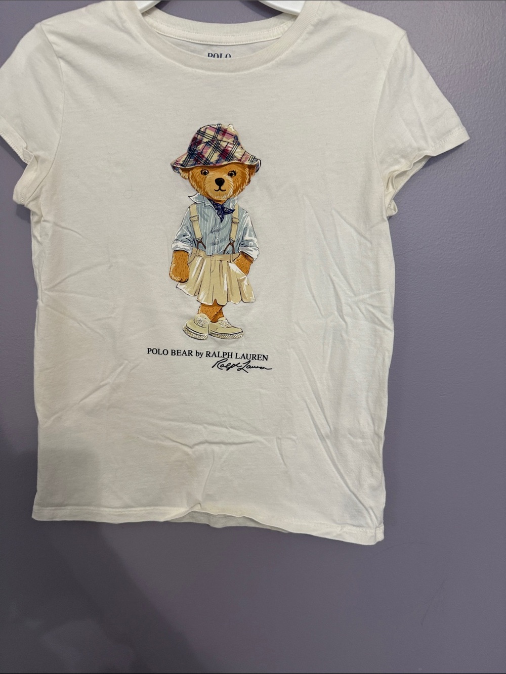 Ralph Lauren Cream Polo Bear Graphic Short Sleeve Tee
